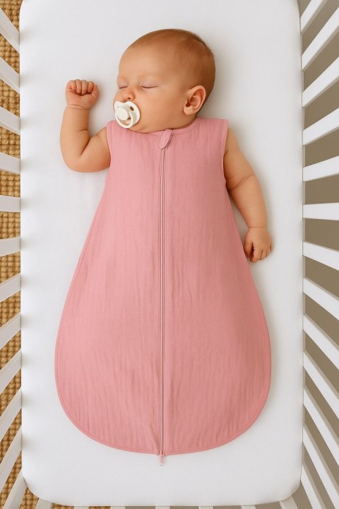 My Sweet Baby Muślinowy śpiworek dla dzieci zaokrąglony M 6-12 mcy letni TOG 1.0 - pastel pink