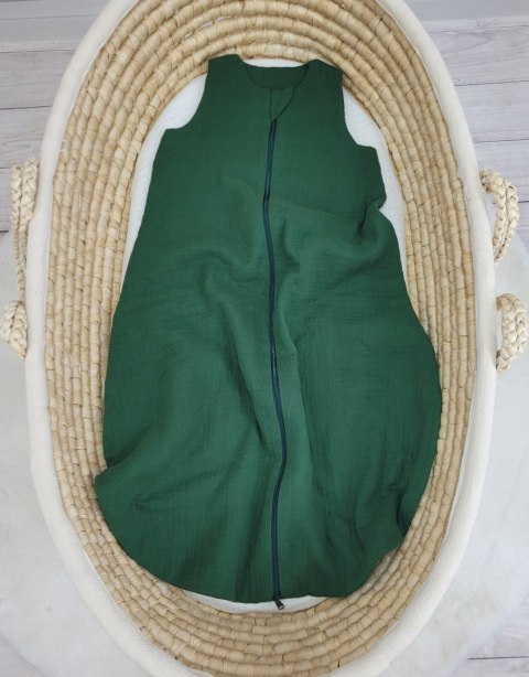 My Sweet Baby Muślinowy śpiworek dla dzieci zaokrąglony M 6-12 mcy letni TOG 1.0 - zieleń lasu