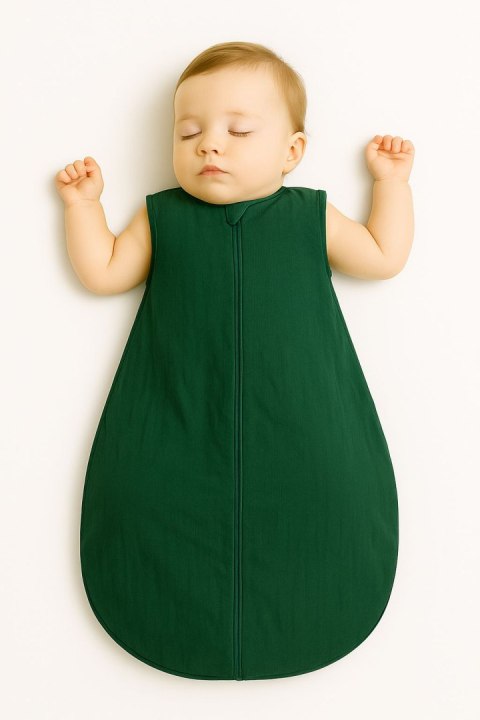 My Sweet Baby Muślinowy śpiworek dla dzieci zaokrąglony M 6-12 mcy letni TOG 1.0 - zieleń lasu