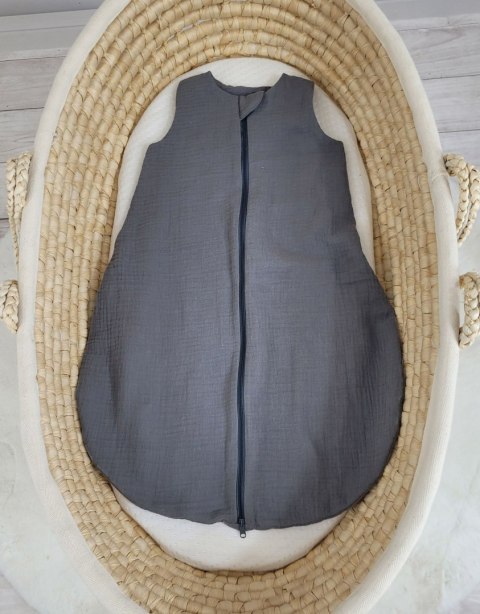 My Sweet Baby Muślinowy śpiworek dla dzieci zaokrąglony S 0-6 mcy letni TOG 1.0 - antracyt