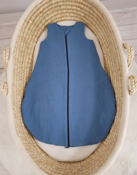 My Sweet Baby Muślinowy śpiworek dla dzieci zaokrąglony S 0-6 mcy letni TOG 1.0 - brudny niebieski