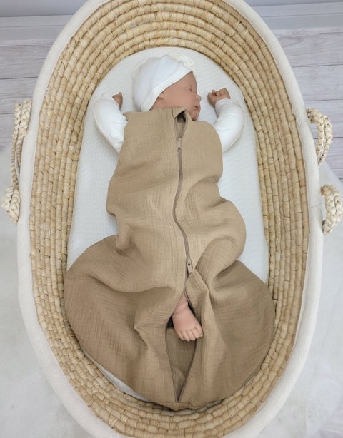 My Sweet Baby Muślinowy śpiworek dla dzieci zaokrąglony S 0-6 mcy letni TOG 1.0 - camel