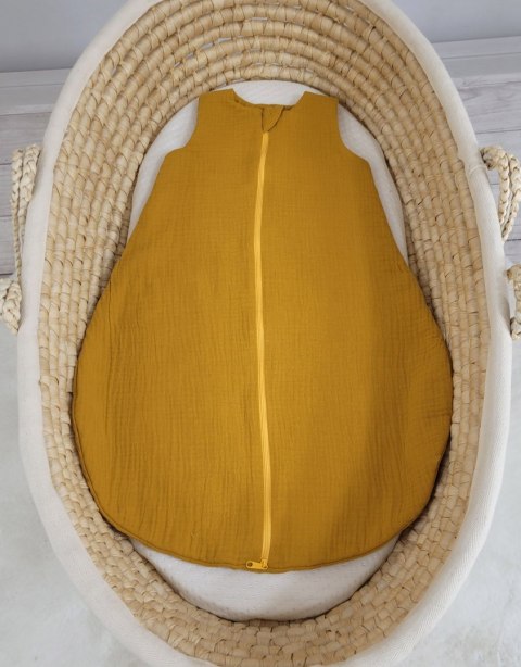 My Sweet Baby Muślinowy śpiworek dla dzieci zaokrąglony S 0-6 mcy letni TOG 1.0 - musztardowy