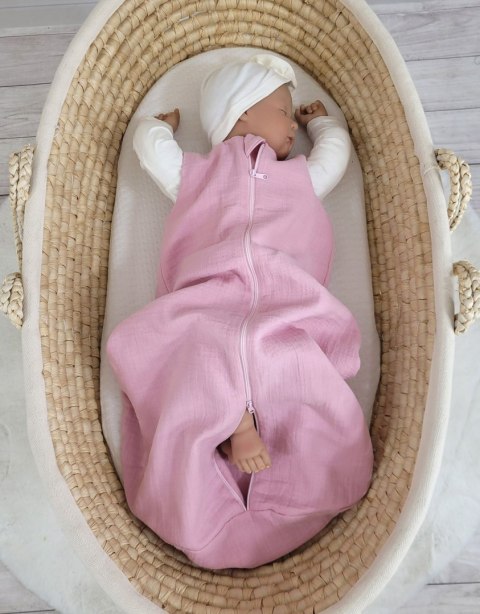 My Sweet Baby Muślinowy śpiworek dla dzieci zaokrąglony S 0-6 mcy letni TOG 1.0 - pastel pink