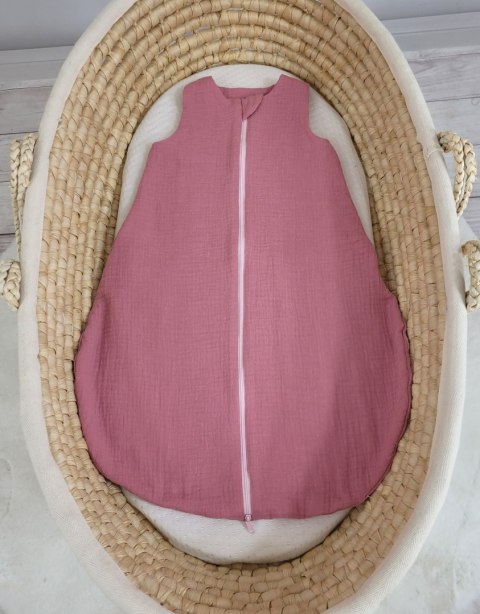 My Sweet Baby Muślinowy śpiworek dla dzieci zaokrąglony S 0-6 mcy letni TOG 1.0 - róż retro