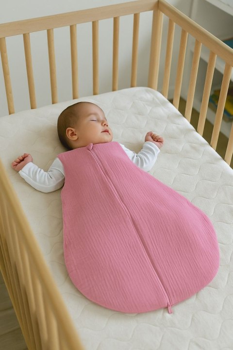 My Sweet Baby Muślinowy śpiworek dla dzieci zaokrąglony S 0-6 mcy letni TOG 1.0 - róż retro