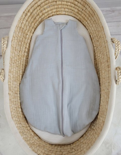 My Sweet Baby Muślinowy śpiworek dla dzieci zaokrąglony S 0-6 mcy letni TOG 1.0 - szary