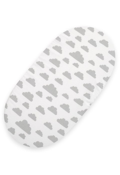 My Sweet Baby Prześcieradło bawełniane do kosza Mojżesza Boho wózka gondoli 75x35 cm - Chmurki szare