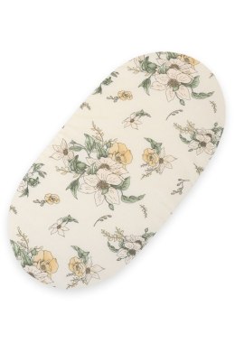 My Sweet Baby Prześcieradło bawełniane do kosza Mojżesza Boho wózka gondoli 75x35 cm - Clematis on beige