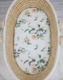 My Sweet Baby Prześcieradło bawełniane do kosza Mojżesza Boho wózka gondoli 75x35 cm - Clematis on beige