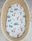 My Sweet Baby Prześcieradło bawełniane do kosza Mojżesza Boho wózka gondoli 75x35 cm - Sky adventure