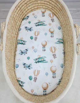 My Sweet Baby Prześcieradło bawełniane do kosza Mojżesza Boho wózka gondoli 75x35 cm - Sky adventure