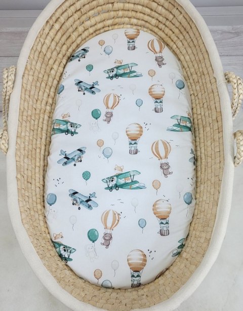 My Sweet Baby Prześcieradło bawełniane do kosza Mojżesza Boho wózka gondoli 75x35 cm - Sky adventure