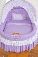 My Sweet Baby Wiklinowy kosz Mojżesza ze składaną budką Bellamy - naturalny + fioletowa pościel