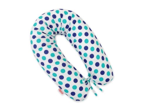 Bobono Bawełniana poszewka do poduszki ciążowej Longer - Grochy mięta granat