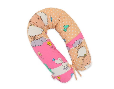 Bobono Bawełniana poszewka do poduszki ciążowej Longer - Owieczki beżowe