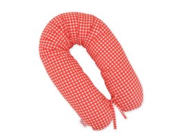 Bobono Bawełniana poszewka do poduszki ciążowej Longer - kratka czerwona