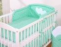 Bobono Ochraniacz do łóżeczka na szczebelki uniwersalny - Serduszka grochy na mięcie