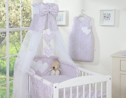 Bobono Pościel 5-cz 135x100 z baldachimem - Wiszące Serduszka łączka różowa