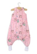 Bobono Śpiworek dla dzieci z nogawkami bawełniany ocieplany L 9-24 mcy TOG 2.5 - sówki różowe