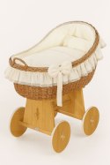My Sweet Baby Wiklinowy kosz Mojżesza z budką wiklinową Carina - naturalny + kremowa pościel