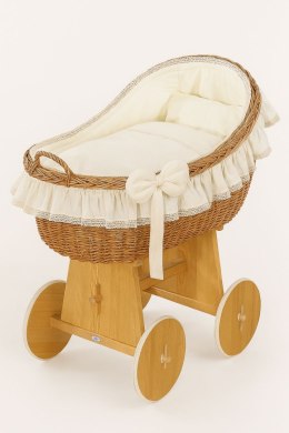 My Sweet Baby Wiklinowy kosz Mojżesza z budką wiklinową Carina - naturalny + kremowa pościel
