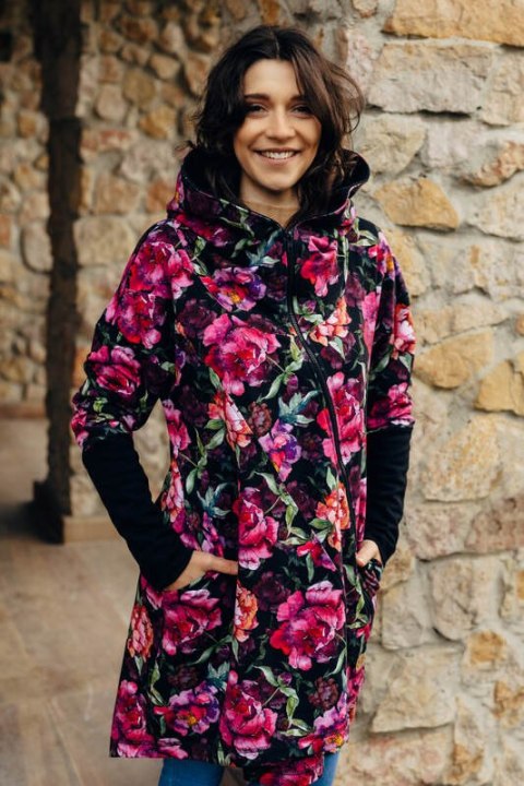 Asymetryczna Bluza - Peony - rozmiar M (87% bawełna, 10% elastan, 3% poliester)