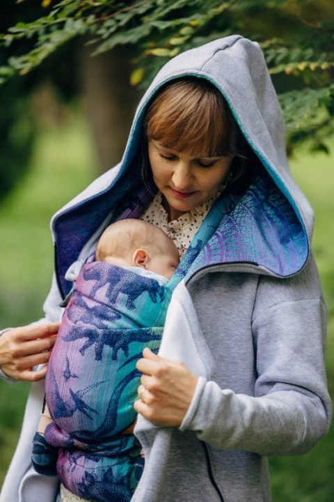 Asymetryczna Bluza - Szary Melanż z Pawi Ogon Fantazja - rozmiar S