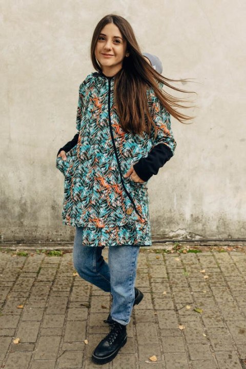 Asymetryczna Bluza - Tropical Garden - rozmiar XS (87% bawełna, 10% elastan, 3% poliester)
