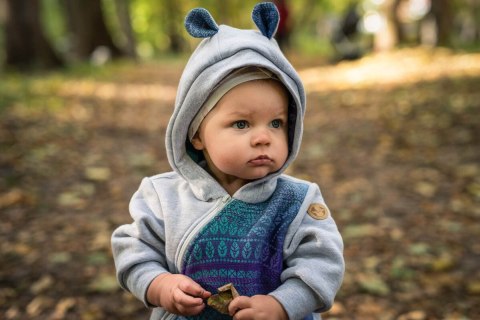 Kombinezon dla dziecka - rozmiar 104 - Szary Melanż z Pawi Ogon - Fantazja