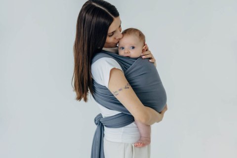 Chusta do noszenia dzieci, elastyczna - Antracyt - rozmiar standardowy 5.0 m (drugi gatunek)