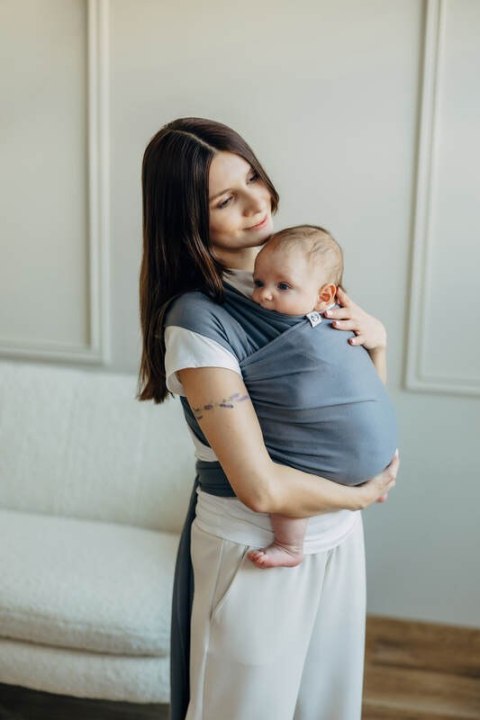 Chusta do noszenia dzieci, elastyczna - Antracyt - rozmiar standardowy 5.0 m (drugi gatunek)