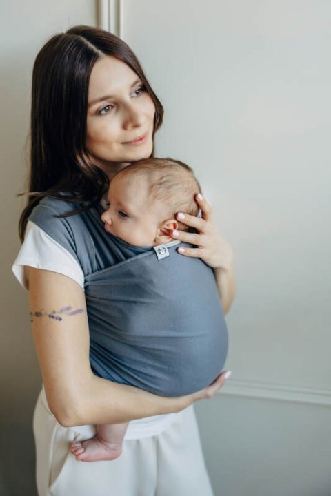 Chusta do noszenia dzieci, elastyczna - Antracyt - rozmiar standardowy 5.0 m (drugi gatunek)