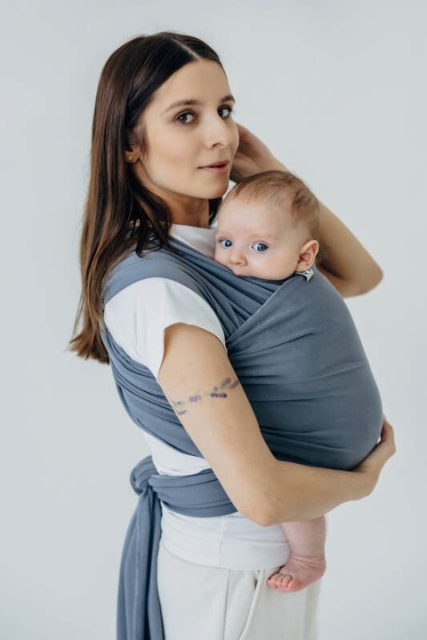 Chusta do noszenia dzieci, elastyczna - Antracyt - rozmiar standardowy 5.0 m