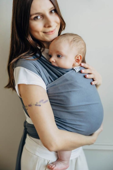 Chusta do noszenia dzieci, elastyczna - Antracyt - rozmiar standardowy 5.0 m