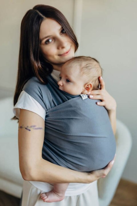 Chusta do noszenia dzieci, elastyczna - Antracyt - rozmiar standardowy 5.0 m