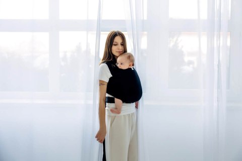 Chusta do noszenia dzieci, elastyczna - Czarny - rozmiar standardowy 5.0 m