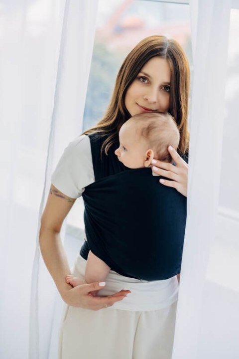 Chusta do noszenia dzieci, elastyczna - Czarny - rozmiar standardowy 5.0 m