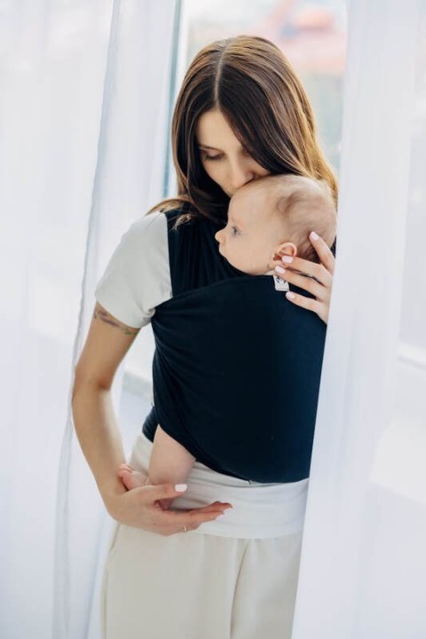 Chusta do noszenia dzieci, elastyczna - Czarny - rozmiar standardowy 5.0 m