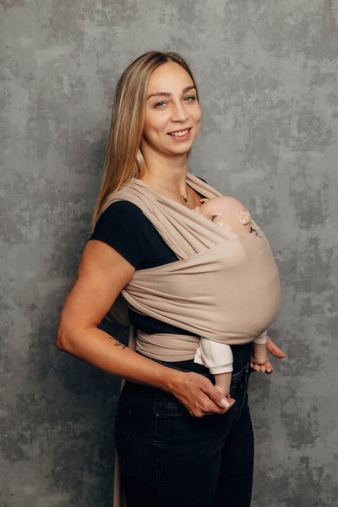 Chusta do noszenia dzieci, elastyczna - EDYCJA DLA PROFESJONALISTÓW - NUDE BEIGE - rozmiar standardowy 5.0 m