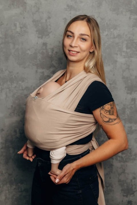 Chusta do noszenia dzieci, elastyczna - EDYCJA DLA PROFESJONALISTÓW - NUDE BEIGE - rozmiar standardowy 5.0 m