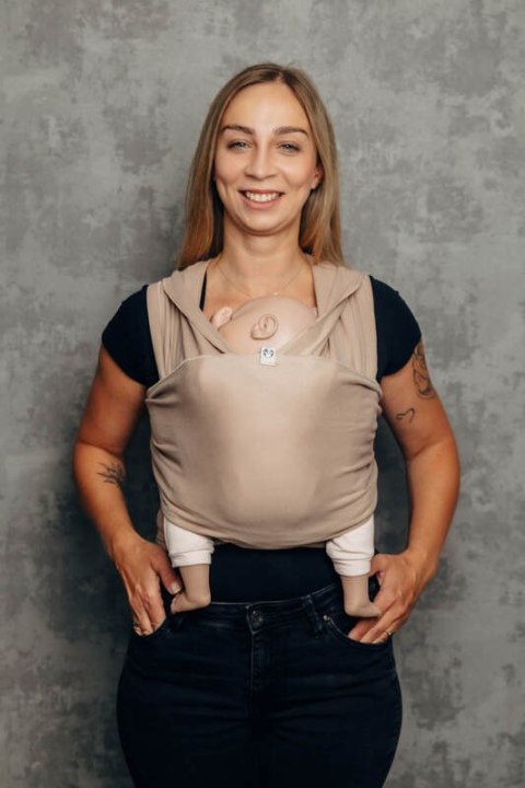 Chusta do noszenia dzieci, elastyczna - EDYCJA DLA PROFESJONALISTÓW - NUDE BEIGE - rozmiar standardowy 5.0 m