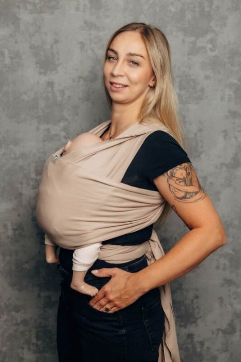 Chusta do noszenia dzieci, elastyczna - EDYCJA DLA PROFESJONALISTÓW - NUDE BEIGE - rozmiar standardowy 5.0 m