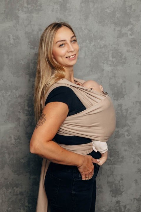 Chusta do noszenia dzieci, elastyczna - EDYCJA DLA PROFESJONALISTÓW - NUDE BEIGE - rozmiar standardowy 5.0 m