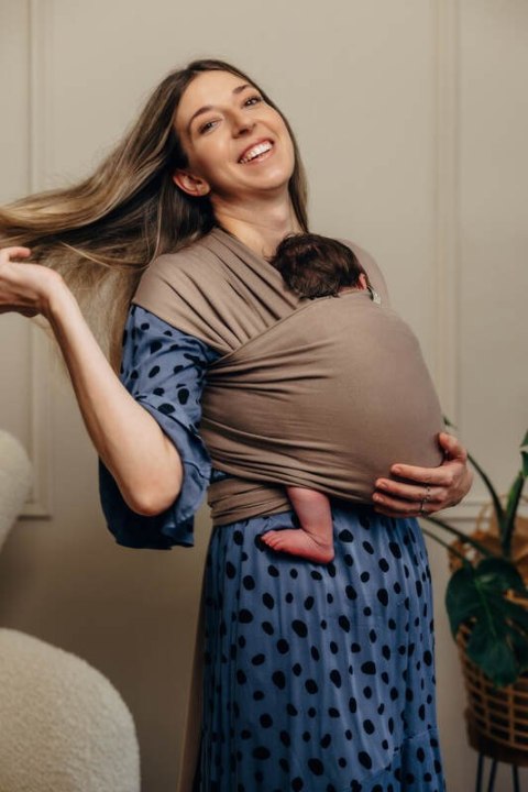 Chusta do noszenia dzieci, elastyczna - Mocha - rozmiar standardowy 5.0 m (drugi gatunek)