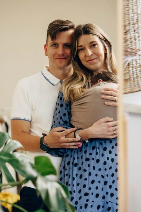 Chusta do noszenia dzieci, elastyczna - Mocha - rozmiar standardowy 5.0 m (drugi gatunek)