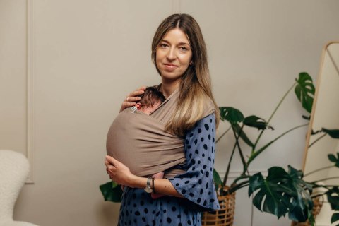 Chusta do noszenia dzieci, elastyczna - Mocha - rozmiar standardowy 5.0 m