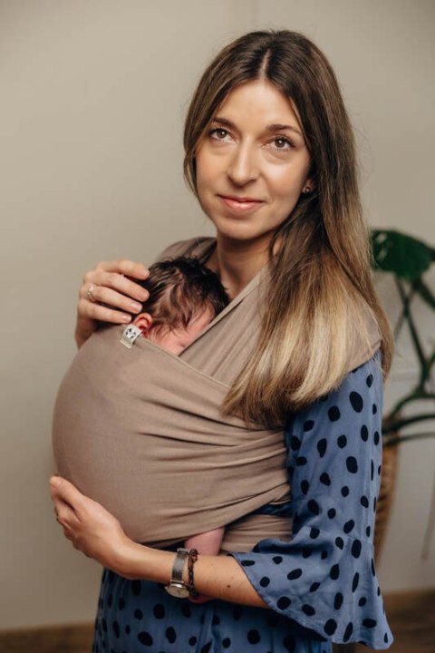 Chusta do noszenia dzieci, elastyczna - Mocha - rozmiar standardowy 5.0 m