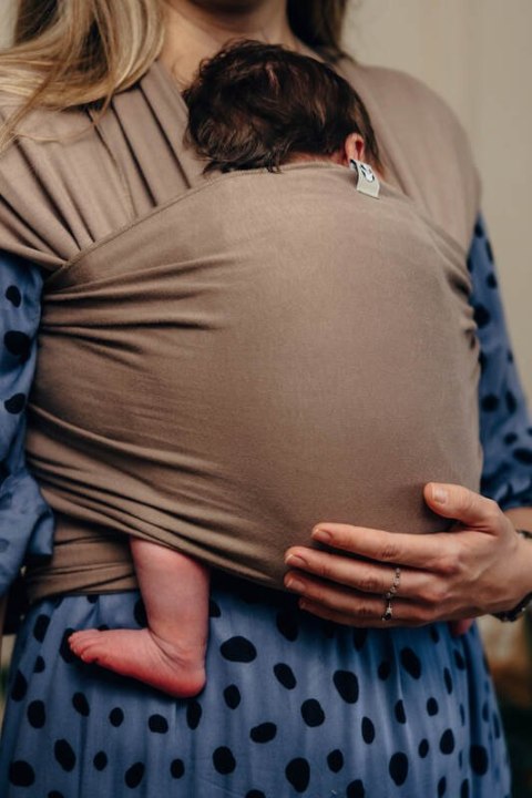 Chusta do noszenia dzieci, elastyczna - Mocha - rozmiar standardowy 5.0 m