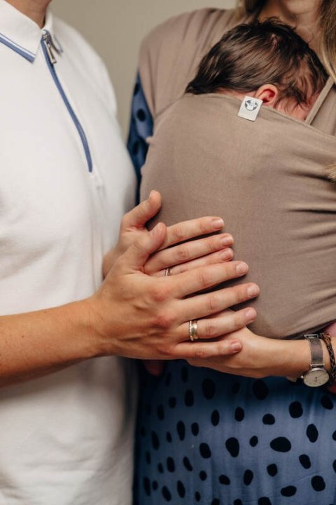 Chusta do noszenia dzieci, elastyczna - Mocha - rozmiar standardowy 5.0 m